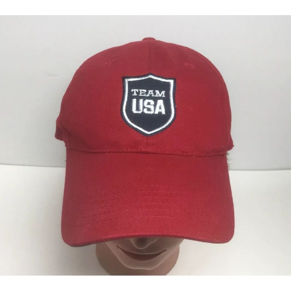 Team USA Olympics Logo‎ Patch Red Baseball Hat  Strap back Trucker Cap